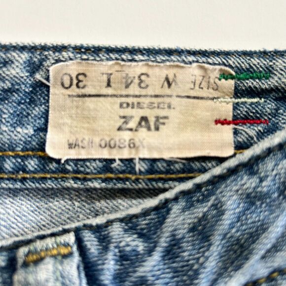 Vintage Diesel ZAF Jeans Men’s W34 L30 Distressed Faded Straight Leg Button Fly - Picture 4 of 13